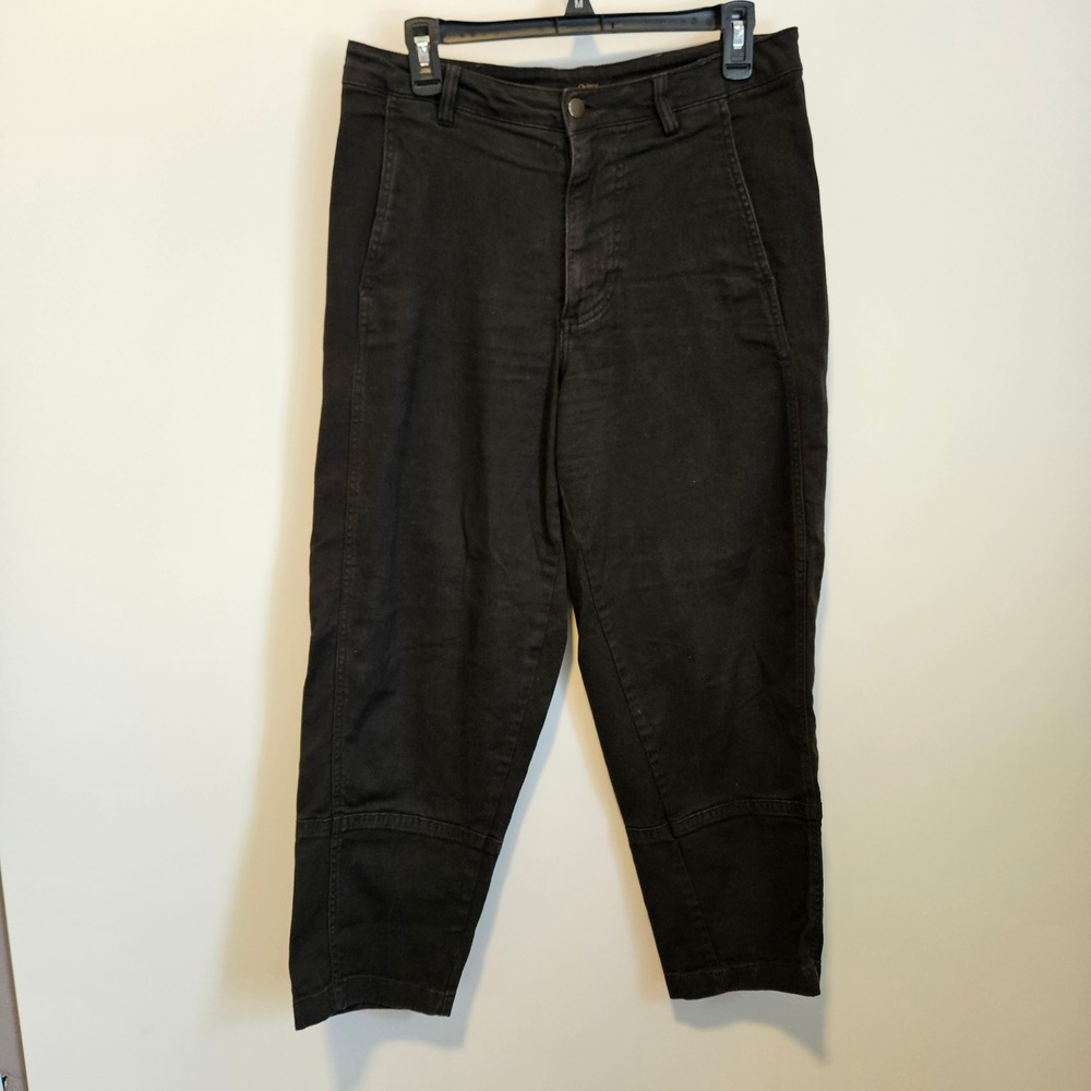 Quince Twill Barrel Pant Size 6 Black Organic Stretch Cotton Boho High Rise